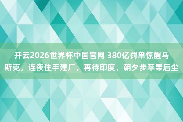 开云2026世界杯中国官网 380亿罚单惊醒马斯克,连夜住手建厂,再待印度,朝夕步苹果后尘
