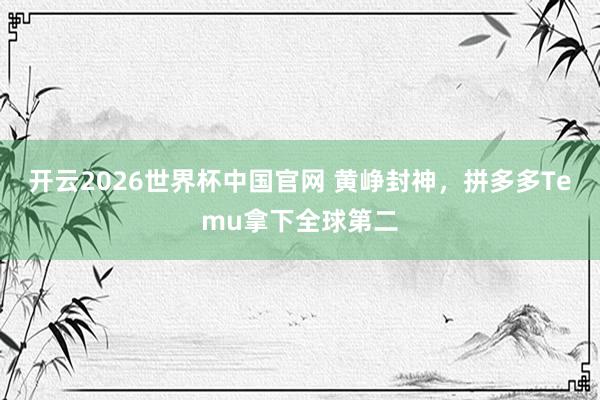 开云2026世界杯中国官网 黄峥封神,拼多多Temu拿下全球第二