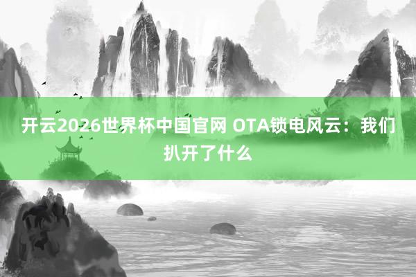 开云2026世界杯中国官网 OTA锁电风云:我们扒开了什么