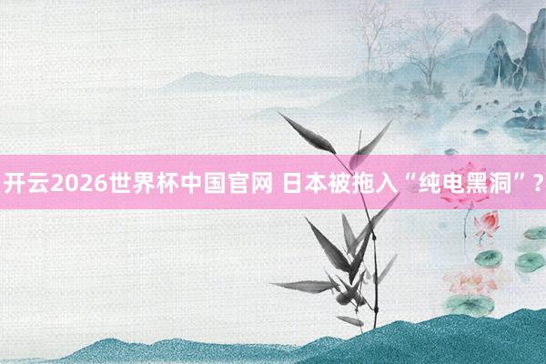 开云2026世界杯中国官网 日本被拖入“纯电黑洞”？