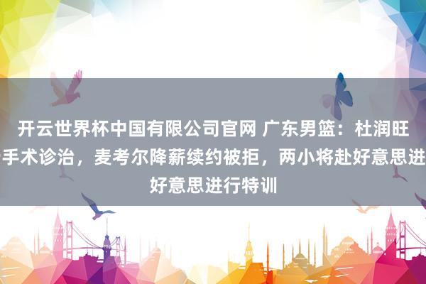开云世界杯中国有限公司官网 广东男篮：杜润旺将进行手术诊治，麦考尔降薪续约被拒，两小将赴好意思进行特训