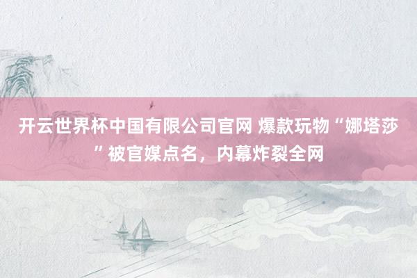 开云世界杯中国有限公司官网 爆款玩物“娜塔莎”被官媒点名，内幕炸裂全网