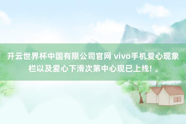 开云世界杯中国有限公司官网 vivo手机爱心现象栏以及爱心下滑次第中心现已上线! 。