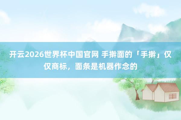 开云2026世界杯中国官网 手擀面的「手擀」仅仅商标,面条是机器作念的