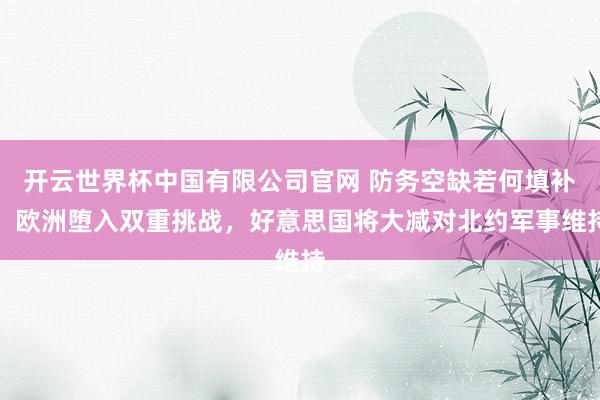 开云世界杯中国有限公司官网 防务空缺若何填补,欧洲堕入双重挑战,好意思国将大减对北约军事维持
