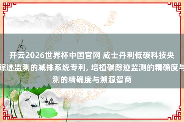 开云2026世界杯中国官网 威士丹利低碳科技央求基于碳踪迹监测的减排系统专利, 培植碳踪迹监测的精确度与溯源智商