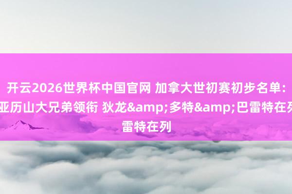 开云2026世界杯中国官网 加拿大世初赛初步名单: 亚历山大兄弟领衔 狄龙&多特&巴雷特在列